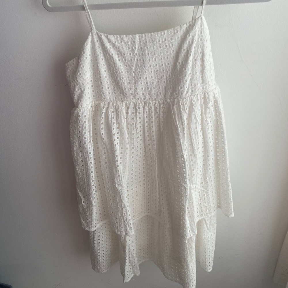 White eyelet tiered dress